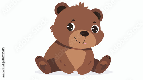 Cute baby bear cartoon flat vector isolated on white