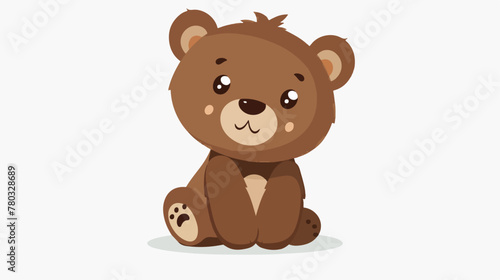 Cute baby bear cartoon flat vector isolated on white