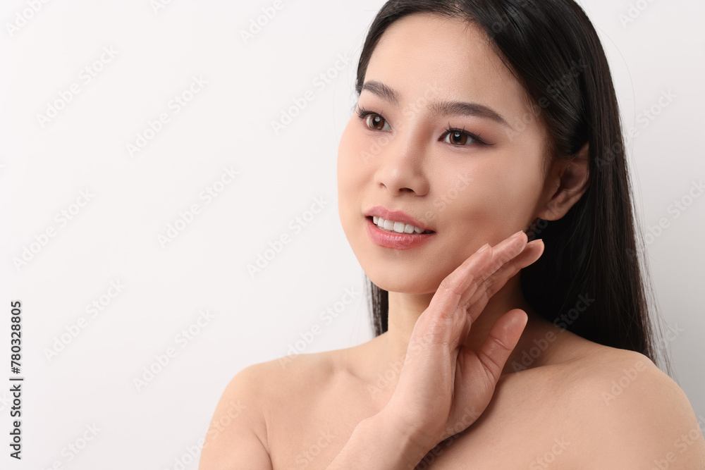 Portrait of beautiful woman on white background Portrait of beautiful woman on white background