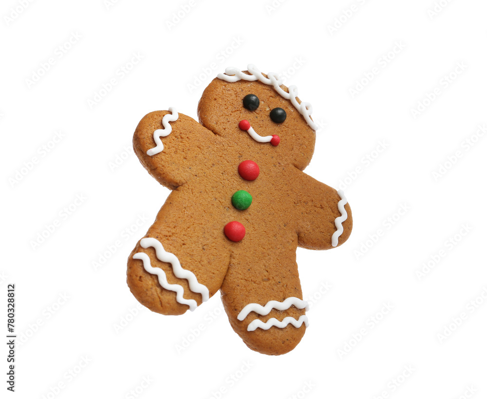 Christmas cookie in shape of gingerbread man isolated on white Christmas cookie in shape of gingerbread man isolated on white