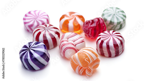 Color candies on white background