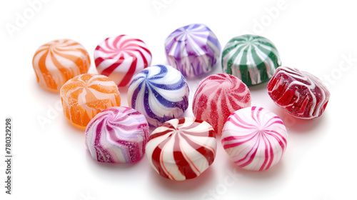 Color candies on white background