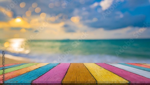Whimsical Woodland: Colorful Bokeh on Wooden Floor