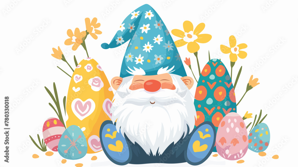 Cute Easter Gnome vector illustration art. flat vector