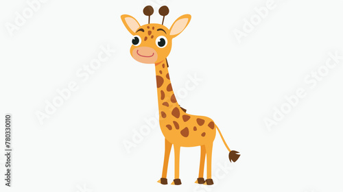 Cute giraffe cartoon flat vector isolated on white background