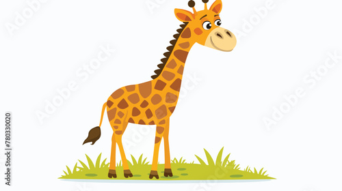 Cute giraffe cartoon flat vector isolated on white background