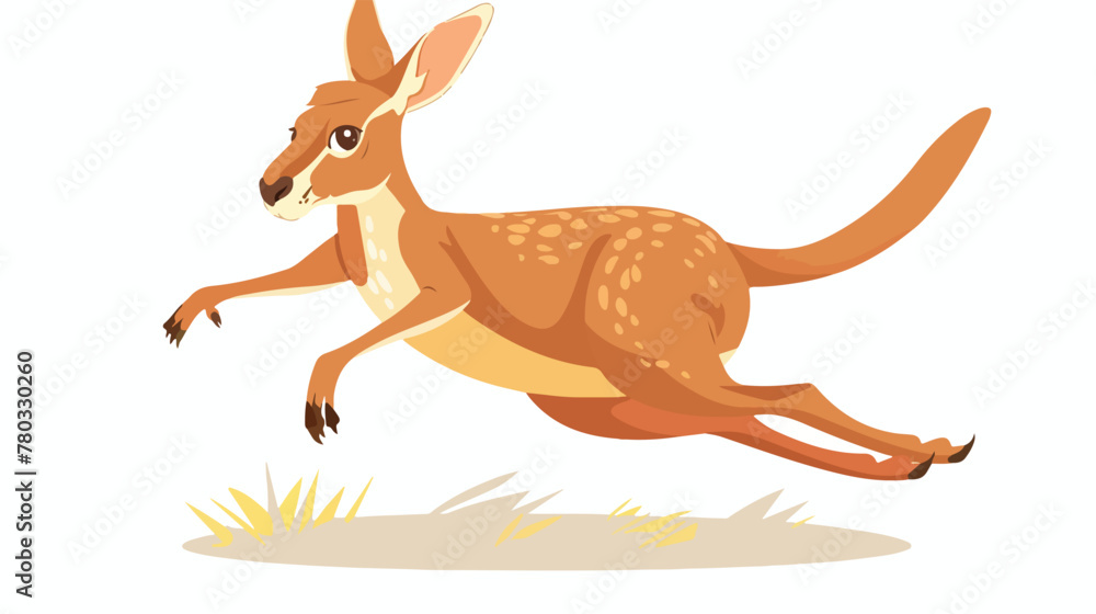 Cute kangaroo cartoon jumping flat vector 