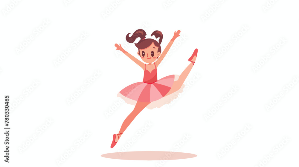 Cute little ballerina dancing. Vector illustration 