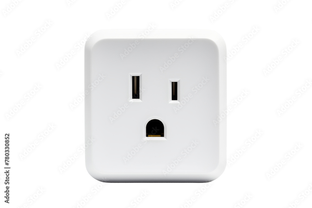 White Electrical Outlet With Single Socket. On a White or Clear Surface PNG Transparent Background. White Electrical Outlet With Single Socket. On a White or Clear Surface PNG Transparent Background.
