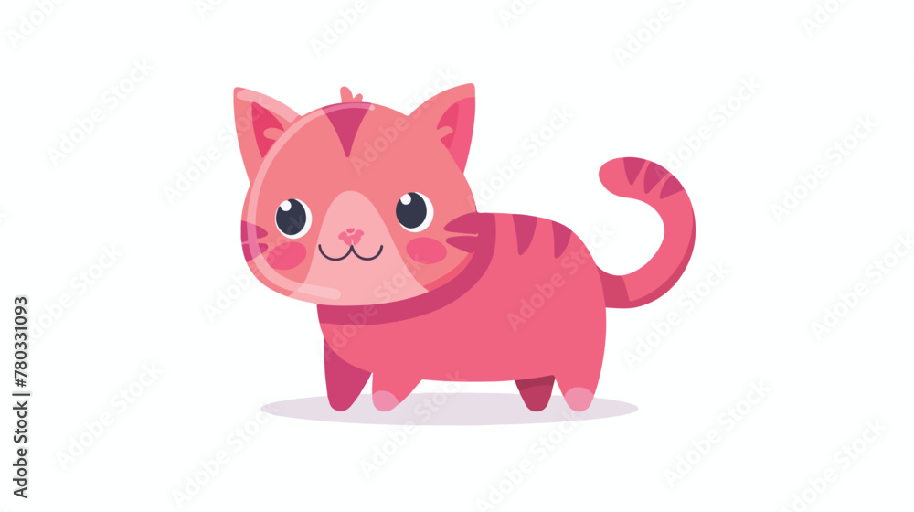 cute pink cat mascot character flat vector 