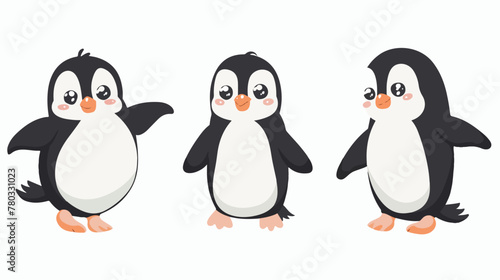 Cute penguin cartoon on white background flat vector