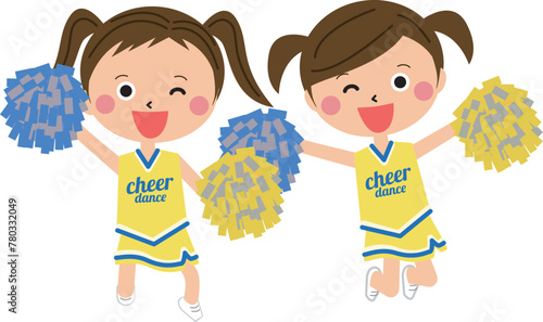ポップな女の子　チアガール　2人　ジャンプ
