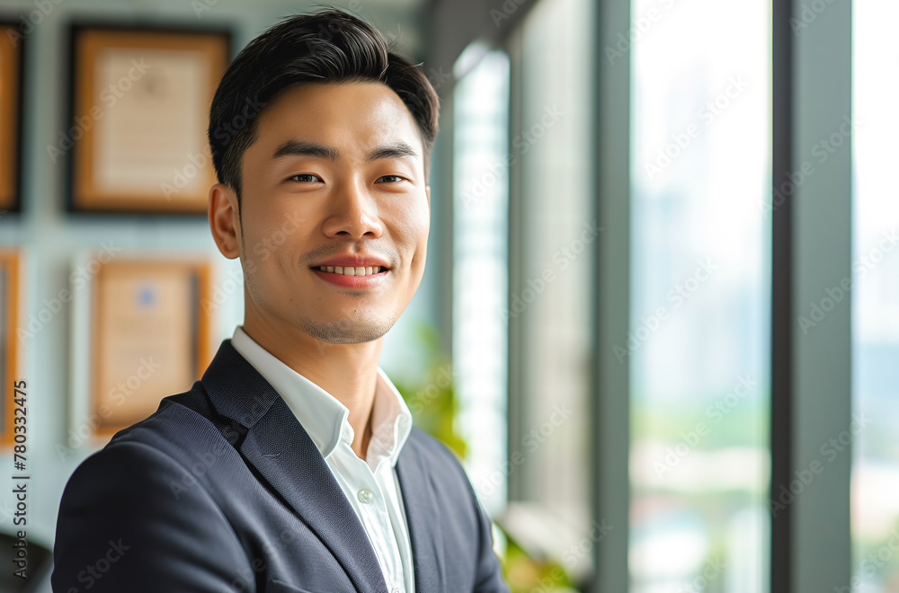 Portrait of asian smiling businessman indoor Portrait of asian smiling businessman indoor