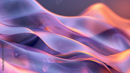 Tranquil Flow: Smooth and glossy 3D waves in a minimalist background.