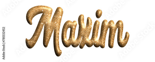 maxim -Gold glitter color - female name - three-dimensional effect tubular writing - Vector graphics - Word for  presentations, greetings, banners, card, prints, cricut, silhouette, sublimation