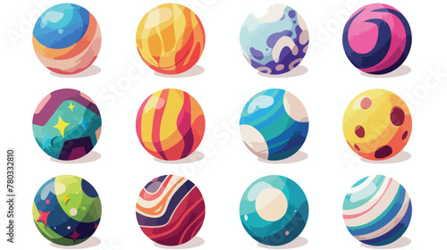 Cartoon collection ball flat vector isolated on white