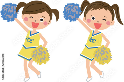 ポップな女の子　チアガール　2人　ポーズ