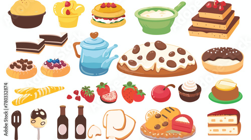 Cartoon collection for the baking flat vector isolated