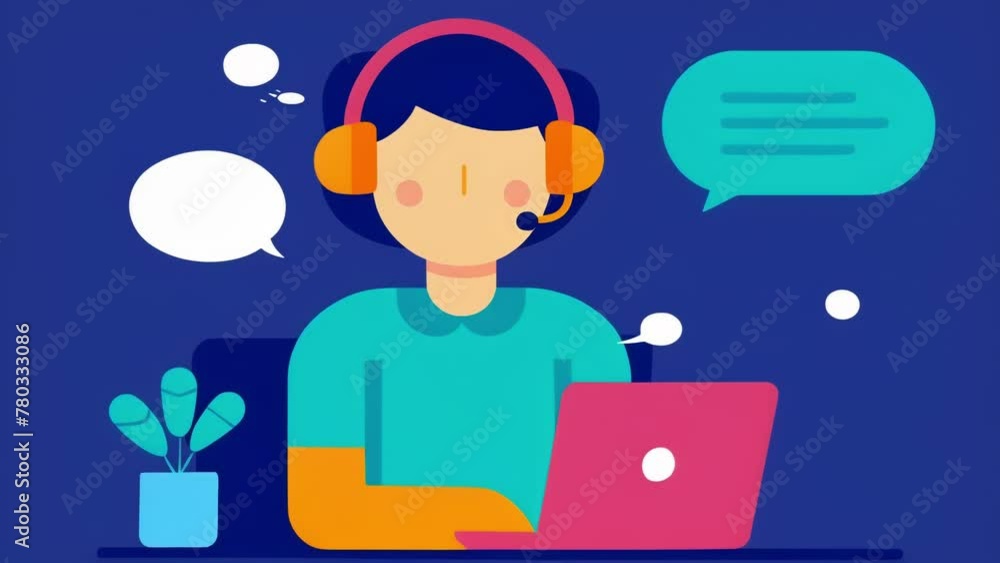 A customer service representative wearing a wireless headset speaking with a customer on the other end of the line. The caption highlights how A customer service representative wearing a wireless headset speaking with a customer on the other end of the line. The caption highlights how
