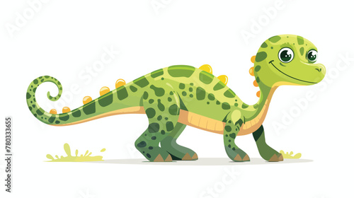 Cartoon cute dinosaur flat vector isolated on white background