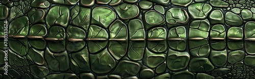 The texture of the green skin of a crocodile, alligator or lizard is a unique pattern symbolizing strength and natural elegance © Vadim