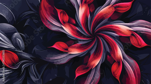 Fractal background illustration twisted flower on dark