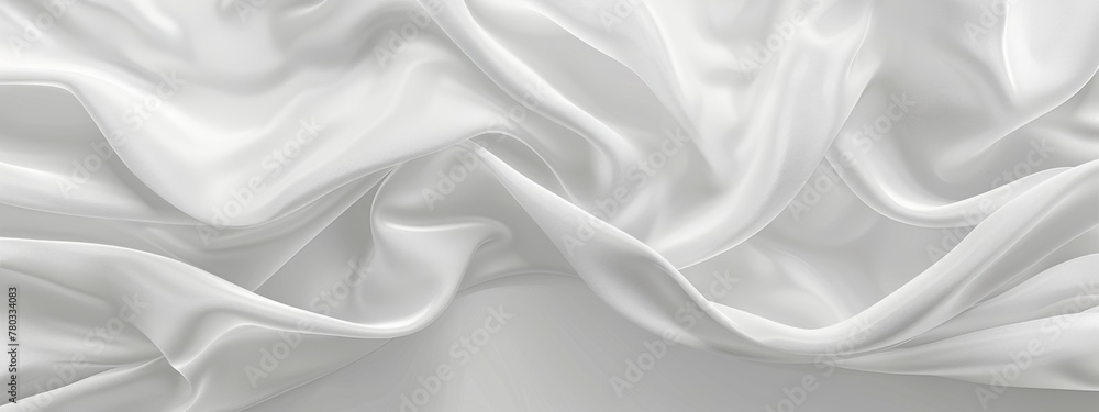 Abstract white background with elegant cloth texture, white silk fabric with folds and waves. elegant luxury design element for banner or wallpaper.