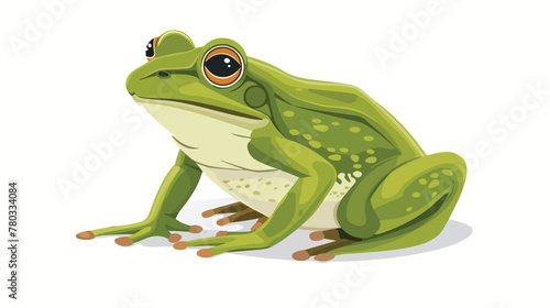 Cartoon cute frog flat vector isolated on white background