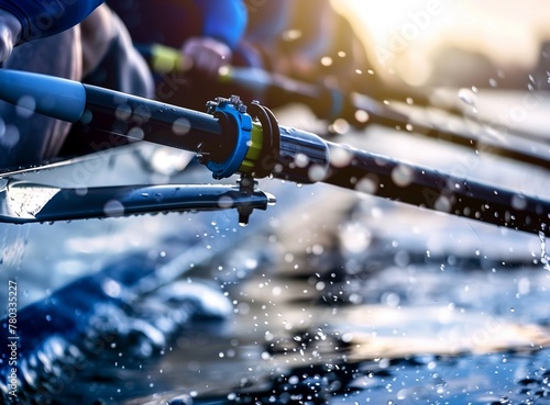 Closeup of rowing team's oars in motion, with focus on the details and strength that make them suitable for highspeed racing or competition sport photography stock photo contest winner