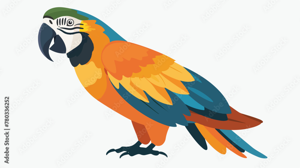 Fun parrot flat vector isolated on white background --