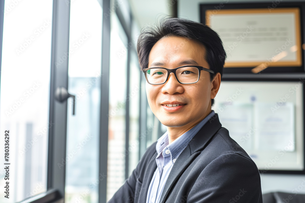 Portrait of asian smiling businessman indoor Portrait of asian smiling businessman indoor