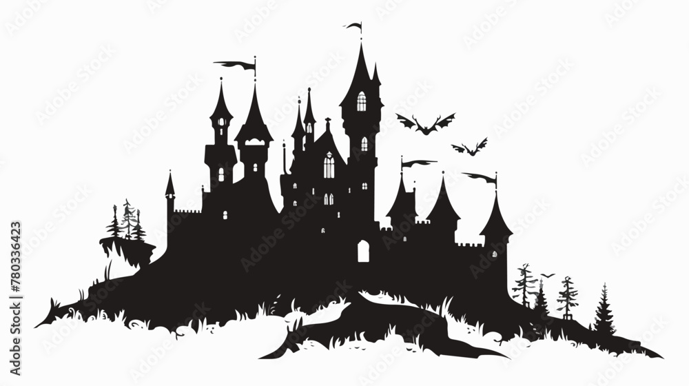 Castle silhouette. Vector illustration on white isolated