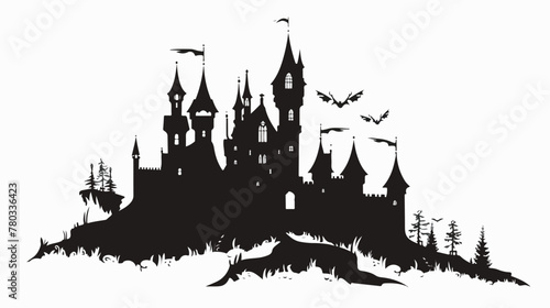 Castle silhouette. Vector illustration on white isolated