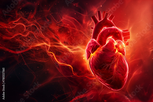 Abstract art visualization of a heart beating and life energy concept