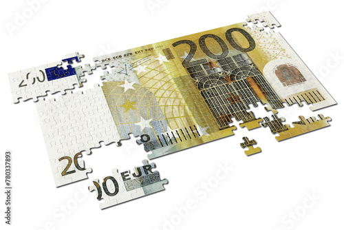 PNG. Trasparente. Puzzle duecento euro su sfondo trasparente.. photo