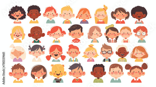 Childrens face school childrens kids flat vector isolated