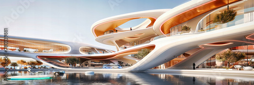 Futuristic Museum Architecture, Modern Design with Cultural Influence, Tourist Attraction photo