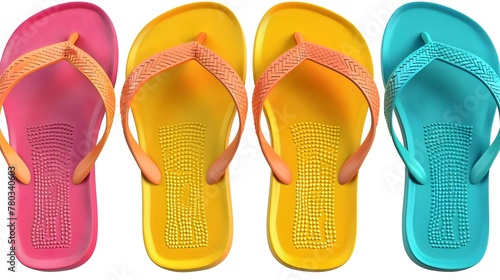 Colorful and Vibrant Flip-Flop Summer Footwear Sandals in Variety of Styles and Shades