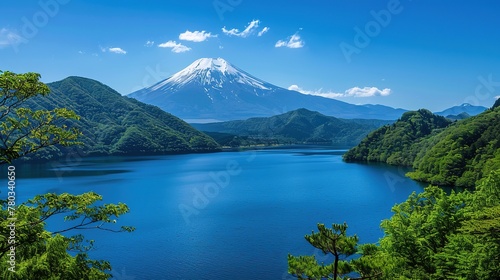 Beautiful landscape of mountain fuji around yamanakako lake  ,Generative ai, 