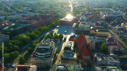 Freedom Square In Wroclaw Plac Wolnosci Poland Aerial View
