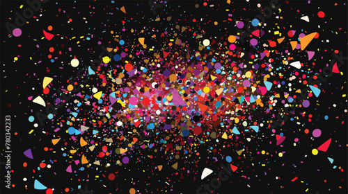 Colorful explosion of confetti. Grainy abstract multic