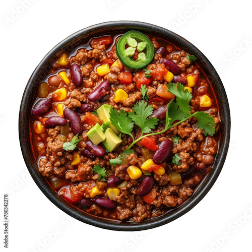 chili con carne isolated on white background 