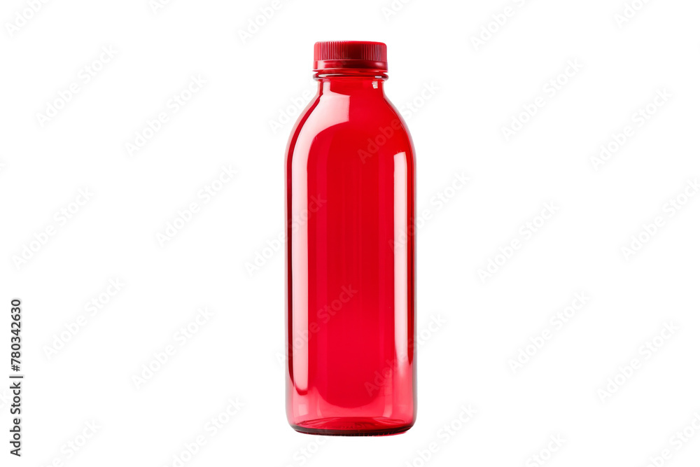 Red Plastic Bottle With Red Cap. On a White or Clear Surface PNG Transparent Background. Red Plastic Bottle With Red Cap. On a White or Clear Surface PNG Transparent Background.