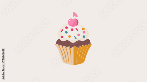 Cup cake logo or vector minimalist illustration flat vector