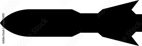 Missile icon in fill style. Combat rocket weapons. Nuclear atomic warhead silhouette symbol. Army or military guided Missile sign. Air missile attack for web design isolated on transparent background.