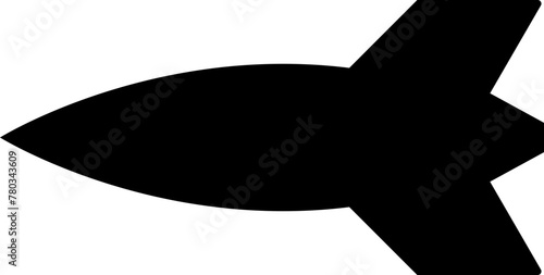 Missile icon in fill style. Combat rocket weapons. Nuclear atomic warhead silhouette symbol. Army or military guided Missile sign. Air missile attack for web design isolated on transparent background.