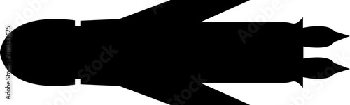 Missile icon in fill style. Combat rocket weapons. Nuclear atomic warhead silhouette symbol. Army or military guided Missile sign. Air missile attack for web design isolated on transparent background.