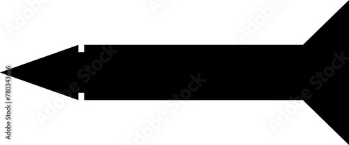 Missile icon in fill style. Combat rocket weapons. Nuclear atomic warhead silhouette symbol. Army or military guided Missile sign. Air missile attack for web design isolated on transparent background.