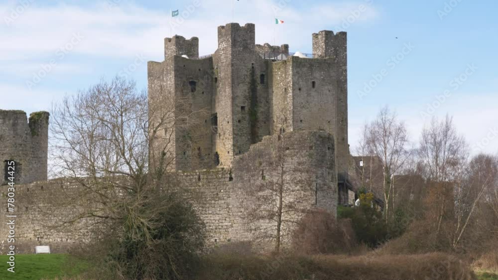 Trim Castle On The South Bank Of The River Boyne In Trim, County Meath, Ireland. Static Shot Trim Castle On The South Bank Of The River Boyne In Trim, County Meath, Ireland. Static Shot