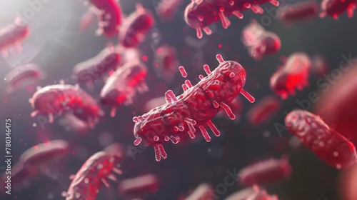 Concept infectious agents bacteria bacilli E coli part of the gut microbiome Magnified image from under the microscope 3D rendering 3D illustration ,Generative ai,  photo